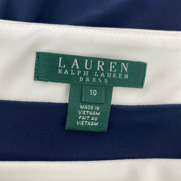 Ralph Lauren Sheath Dress Size 10 ersey Rushed Boat Neck Old Money Preppy - Picture 9 of 10